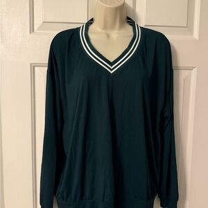 Elegant Teal V-Neck Sweater